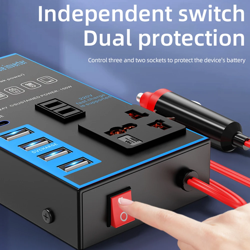 Преобразователь постоянного тока в переменный ток USB-разъем для зарядки дорожный