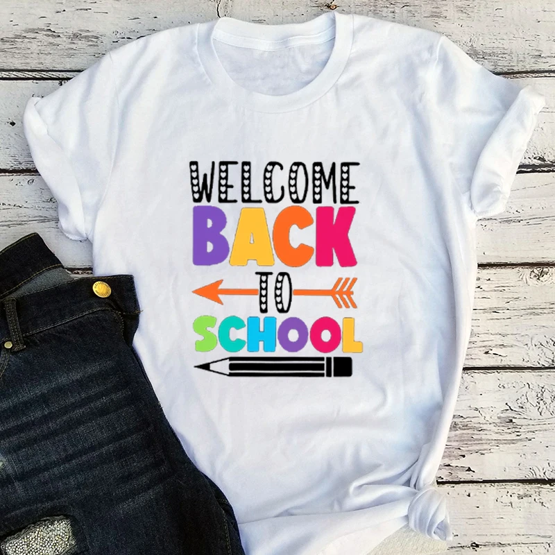 

Back To School Teacher T-Shirt Cute Teacher Shirt Gift for Teachers Kindergarten Teacher Graphic Tees School Kawaii Clothes L
