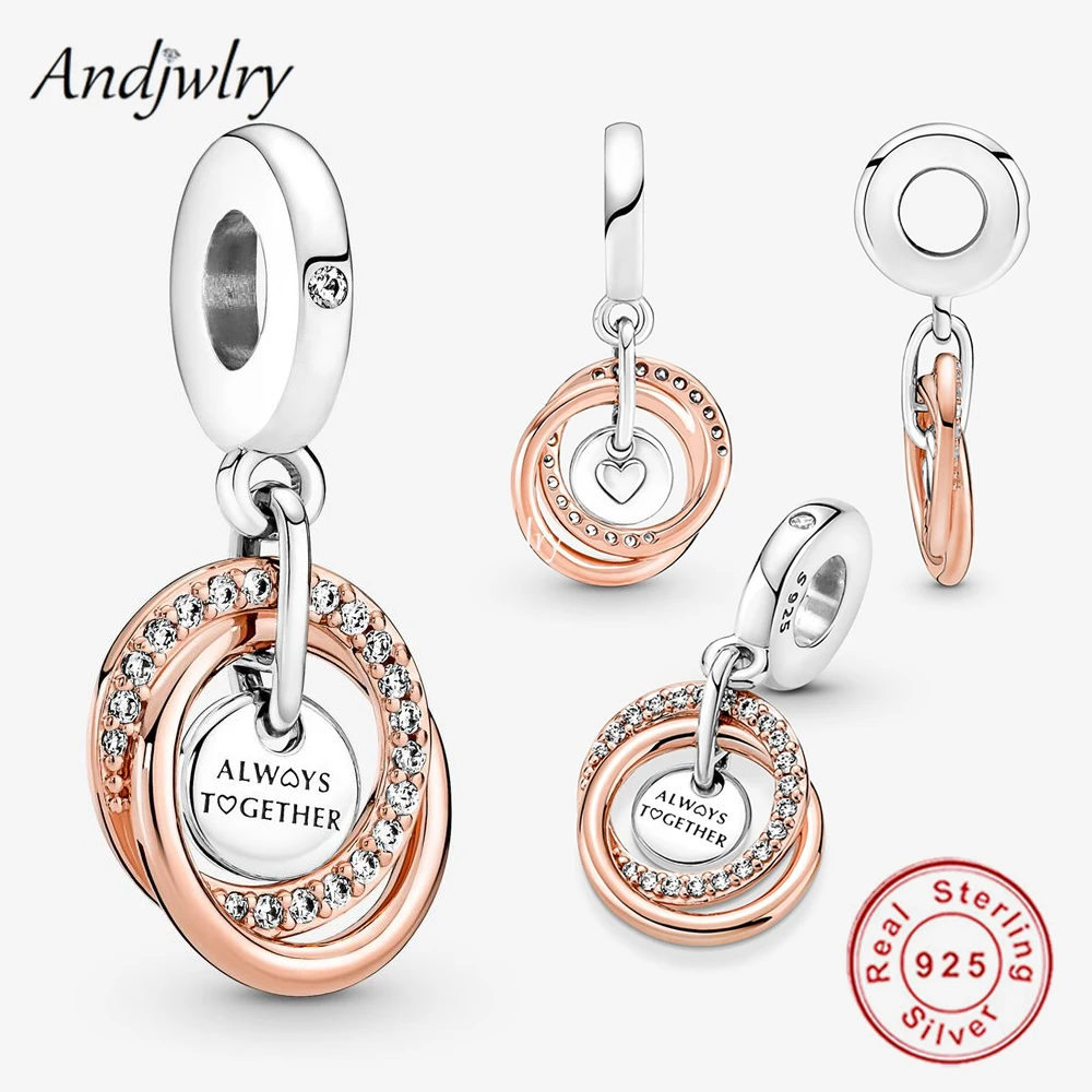 

Always Together Fit Bracelet Silver 925 Original Family Always Encircled Dangle Charm Rose Gold Pendant Bangle Jewelry Berloque