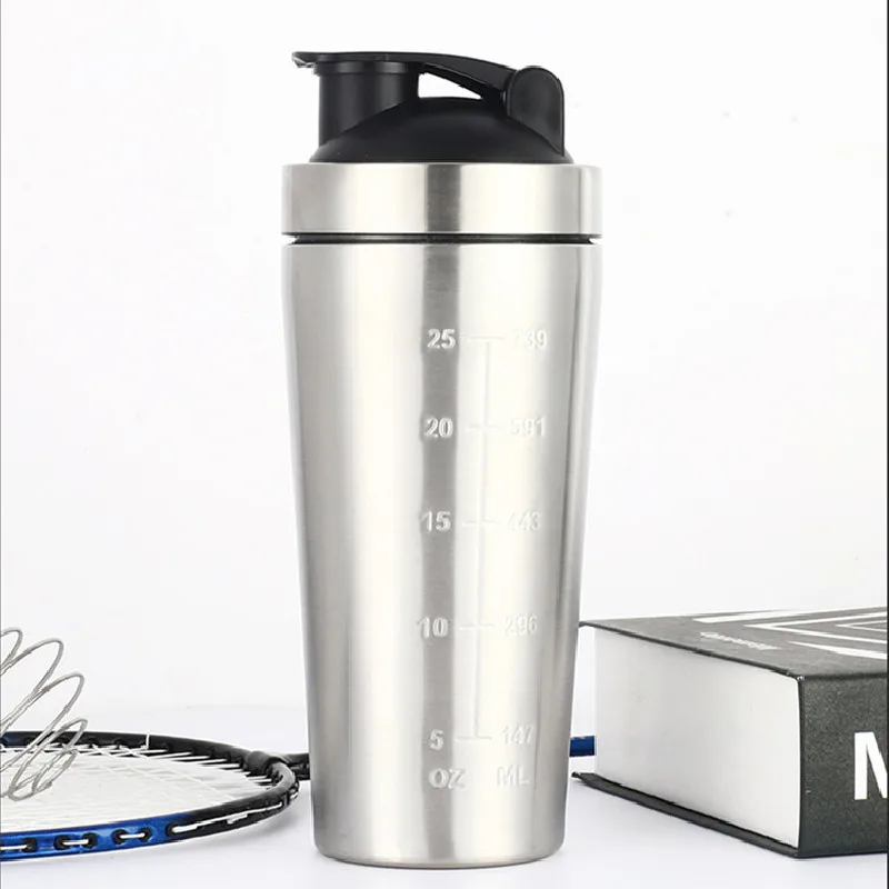 700/900ml Shaker Protein Powder Stainless Steel Water Bottle Gym Bodybuilding Sport Portable Shake Mixer Large Capacity Exercise