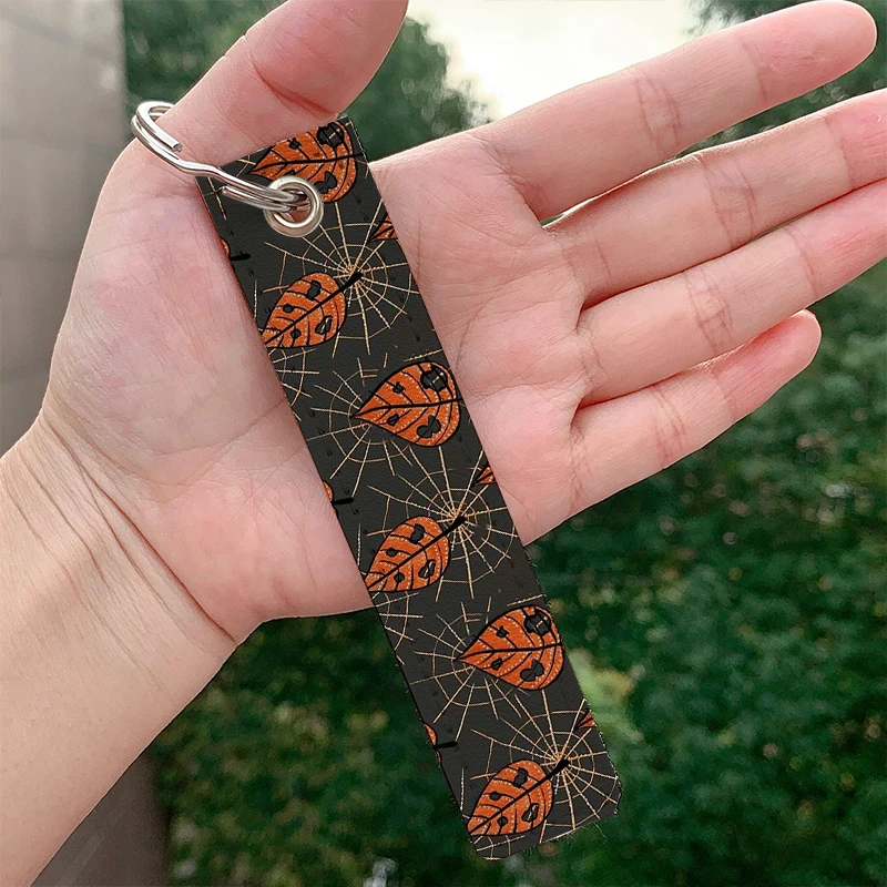 

Fashion Orange Leaves Custom Key chain Strap Key ring Hanging Holder Bag Car Wallet Trinket Key chain Hanging Bag Accessories