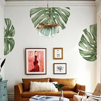 funlife%c2%ae watercolor sage green monstera leaves wallpaper self adhesive wall stickers peel stick bedroom living room home decor