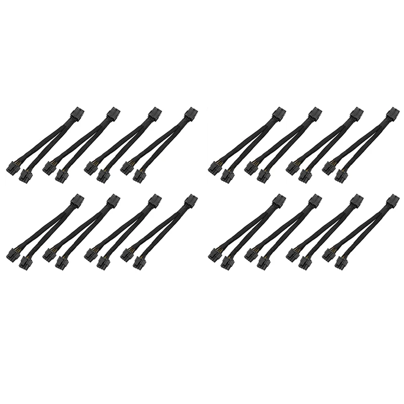 

16Pcs GPU PCIe 8 Pin Female to Dual 2X 8 Pin(6+2) Male PCI Express Power Adapter Braided Y-Splitter Extension Cable,20cm
