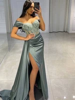 loverkiss sexy prom dresses long off the shoulder party dress lace appliques high split evening gowns saudi arabia dubai
