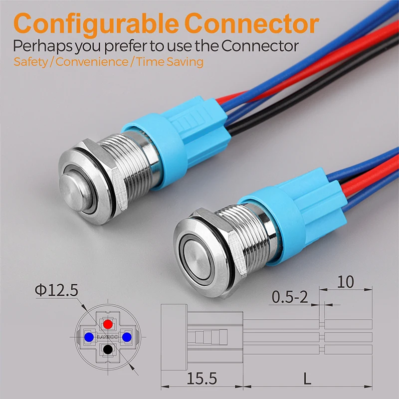 LANBOO мгновенный или самоблокирующийся металлический мини-переключатель 12 мм с