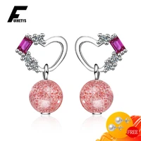 trendy 925 silver jewelry earrings heart shape zircon gemstone drop earring for women wedding engagement party gift accessories