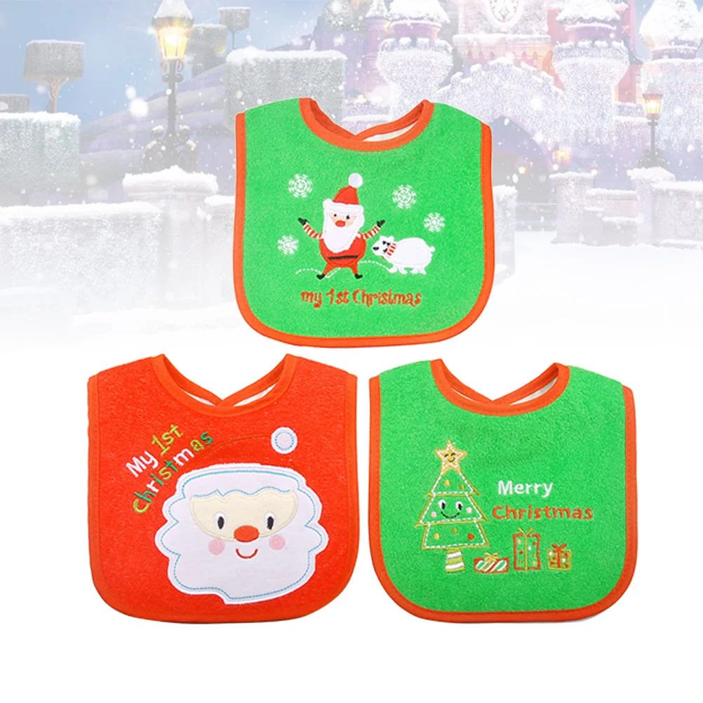 

Christmas Bib- Bib- Perfect for Eating¡ê Drooling or Teething- 3 Pack Personalized baby Newborns accessories