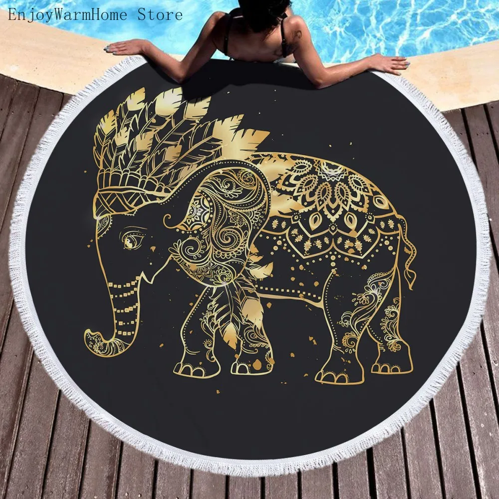 Bohemia Thick Shower Bath Towels Microfiber Summer Swim Circle Yoga Mat 150cm With Tassels