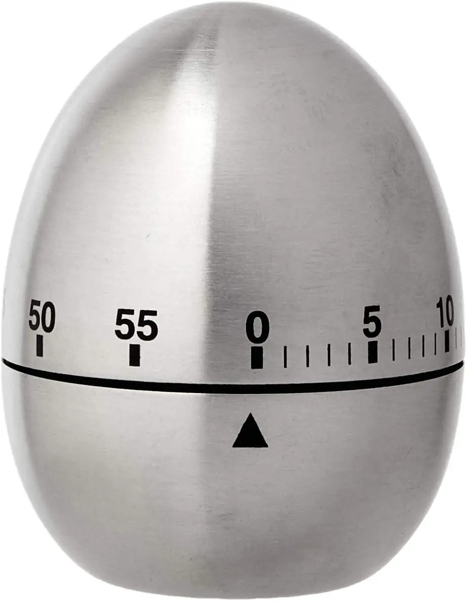 

Timer Egg Shaped, Made Entirely Stainless Steel. Rotate to Mark the Time You Want, Sound Warning When Ending. Resistant, Practic