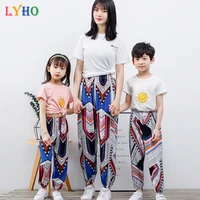 girls pants family matching outfits mum dad daughter kids clothes summer 2021 women pants cool loose lantern boy trousers