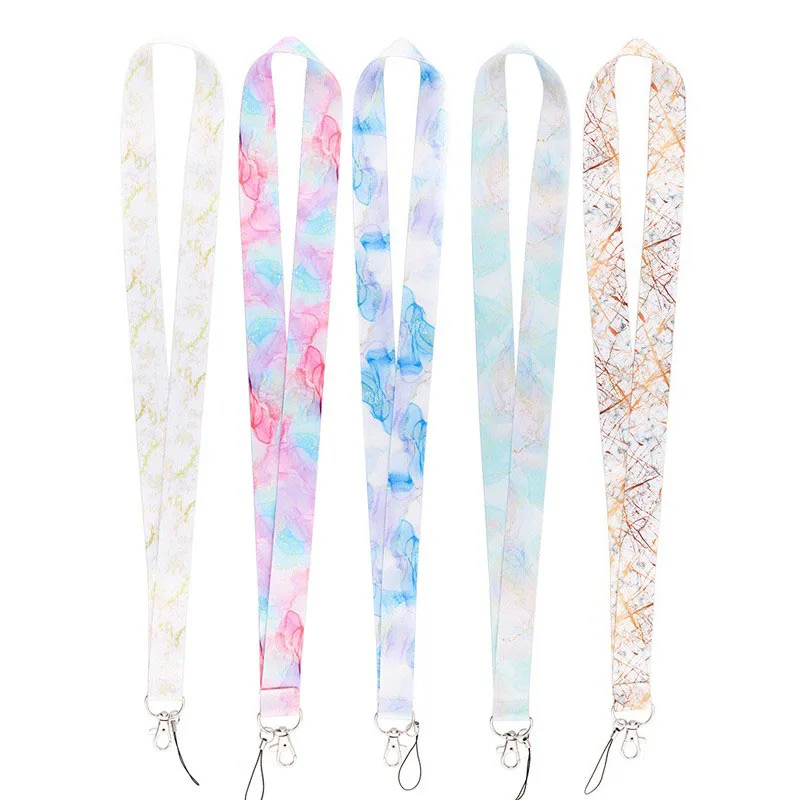 

Neck Strap Lanyard for Women Nurse ID Card Marble Printing Badge Holder Badge Reel Keychain Key Ring DIY Hanging Rope