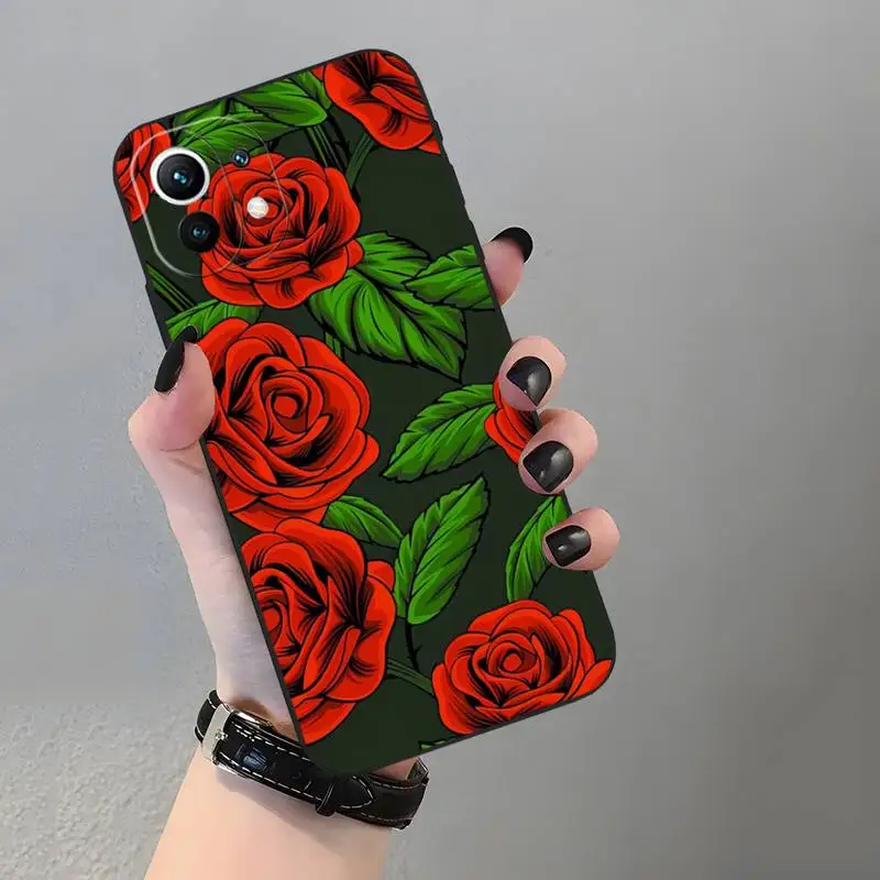 Чехол для телефона с красивыми красными розами Funda Xiaomi Redmi Note 11 11Pro 10 9 8 6 Pro 10T 9S 8T 7A K40