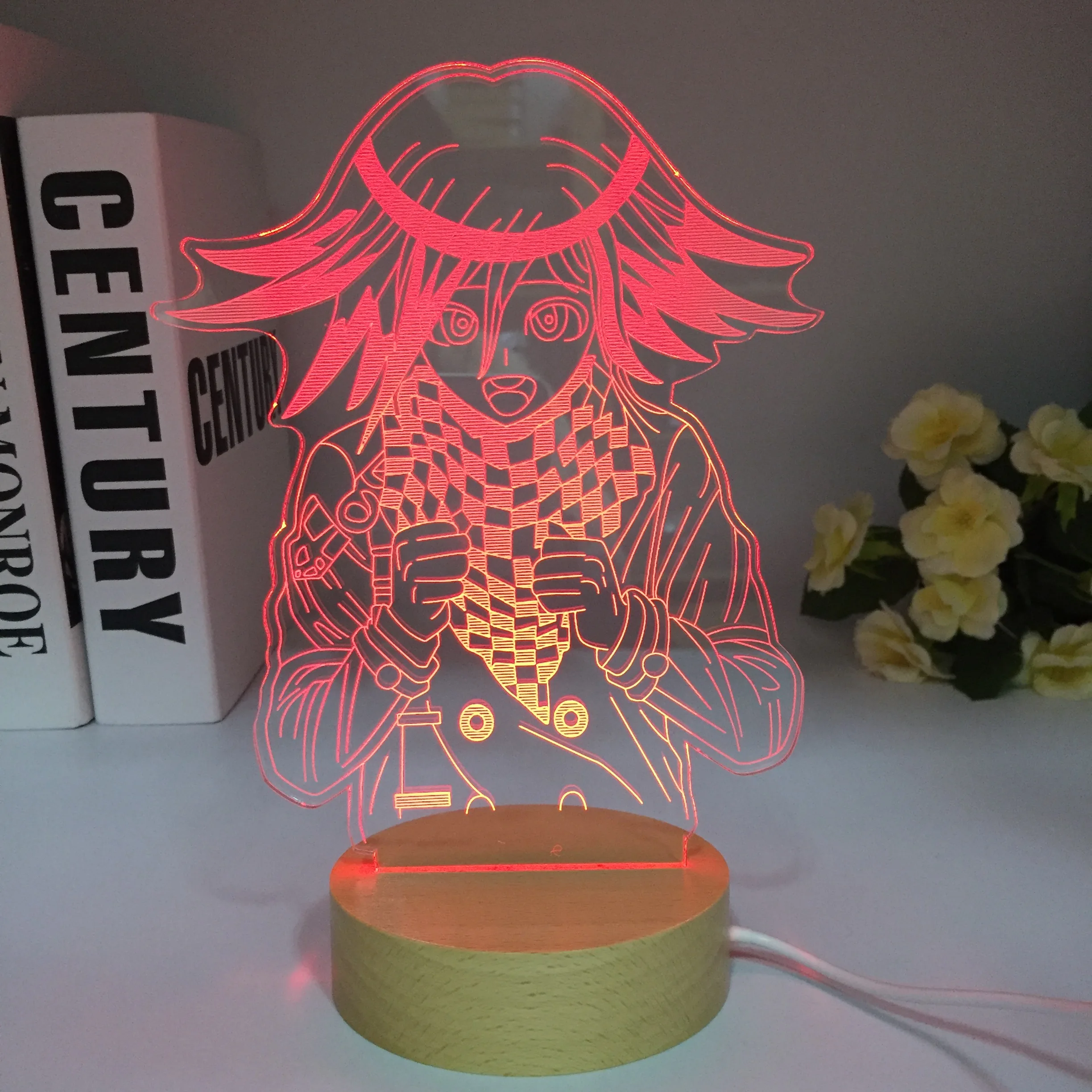 Ouma Kokichi Danganronpa V3 Game Lamp for Bedroom Decor Kids Gift Kokichi Oma Table Light Wooden 3D LED Night Light Dropshipping images - 6