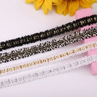 gold and silver silk double side row whisker webbing clothes hats curtain decorative lace diy craft sewing accessories