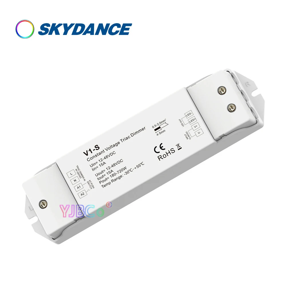 

Skydance CV single color LED strip AC Push-Dim Dimmer V1-S 12V 24V Triac dimming monochrome light Controller Constant Voltage