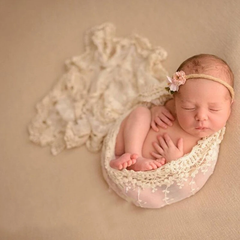 

Newborn Photography Props Blanket Baby Photography Backdrop Lace Wrap Swaddling Photo Shooting Studio Accessies