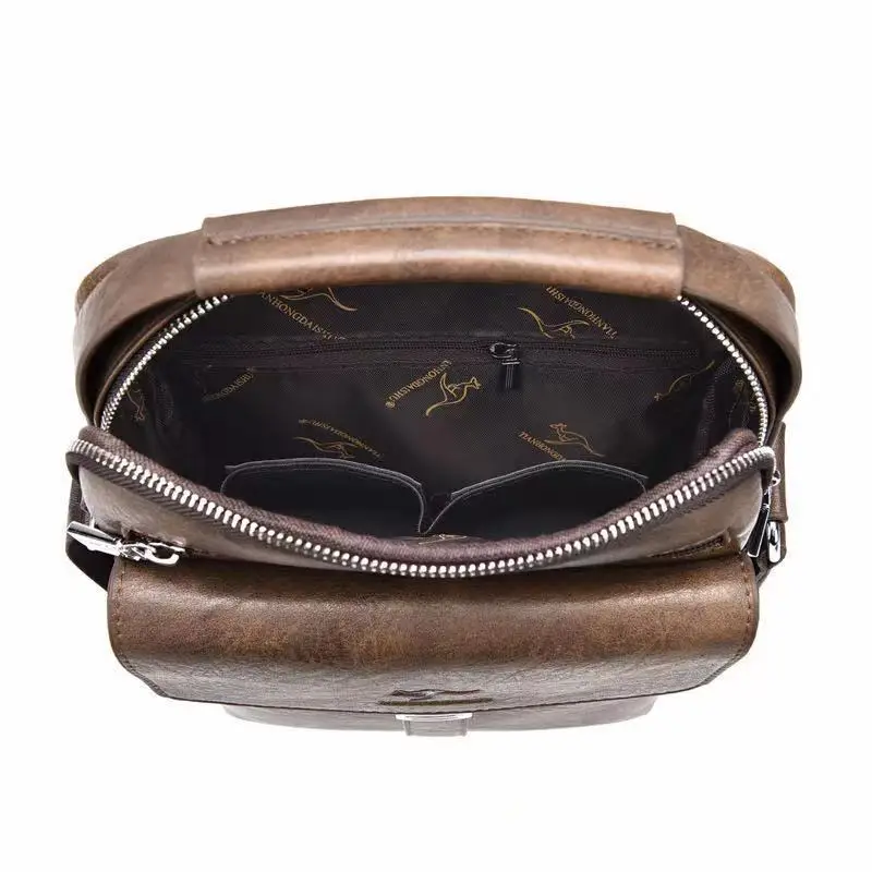 Men's genuine leather shoulder bag 100% cowhide crossbody bag Men's large capacity business crossbody bag Travel leisure handbag