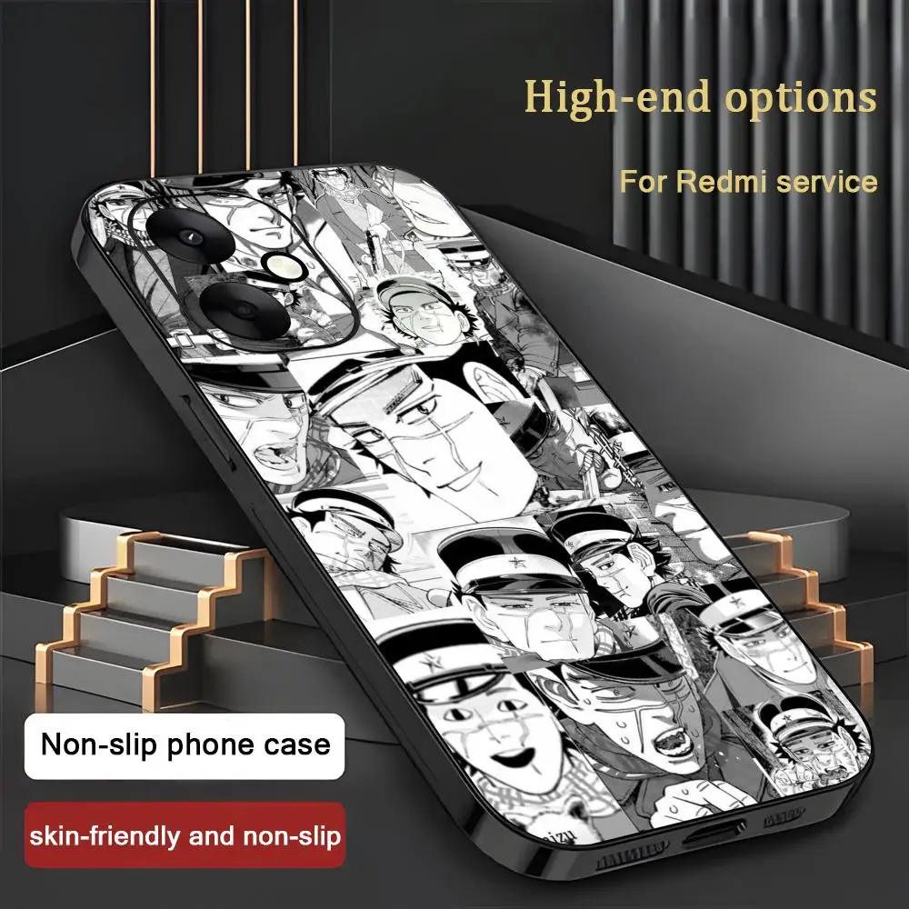 Фото Модный чехол GOLDEN KAMUY для Xiaomi Redmi Note 15 14 13 12 11 Pro Plus S 5G 14C A3, мягкий черный чехол для телефона №4