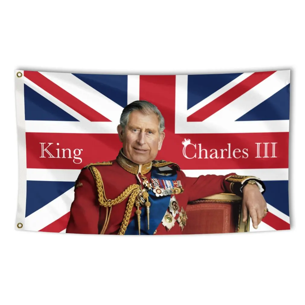 

Флаг Чарльза ярких цветов 90*150 см, английский большой размер, значимый прозрачный узор, декоративные флаги с поздравлением, значимые флаги