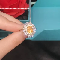 hoyon new luxury diamond style studded natural citrine colorful treasure ring opening adjustable womens ring 925 silver color