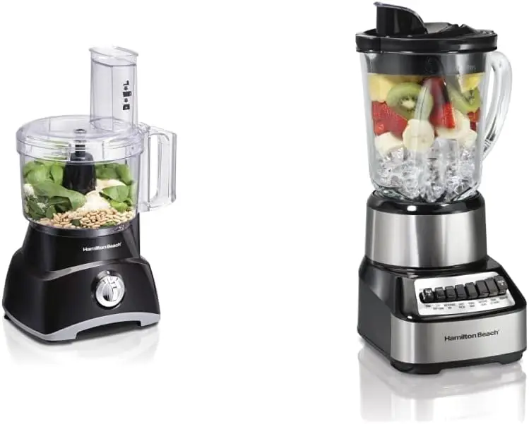 

Processor & Vegetable Chopper for Slicing, Shredding, Mincing, and Puree, 8 Cup, Black & Wave Crusher Blender, Stainless Persona