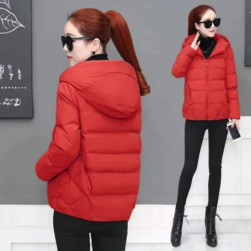 Women Jacket Parka Down Cotton Padded Coat 2022 Autumn Winter Slim Short Hooded Warm Thicken Jackets Women's Outerwear Clothing