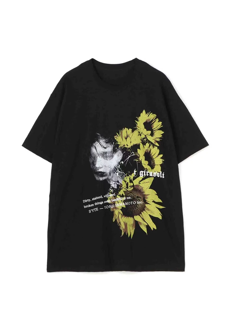 

Футболка с коротким рукавом и цветочным принтом, yohji yamamoto