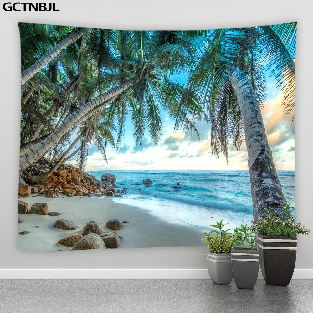 Океанский пейзаж настенный гобелен морская волна солнечный свет пляжный