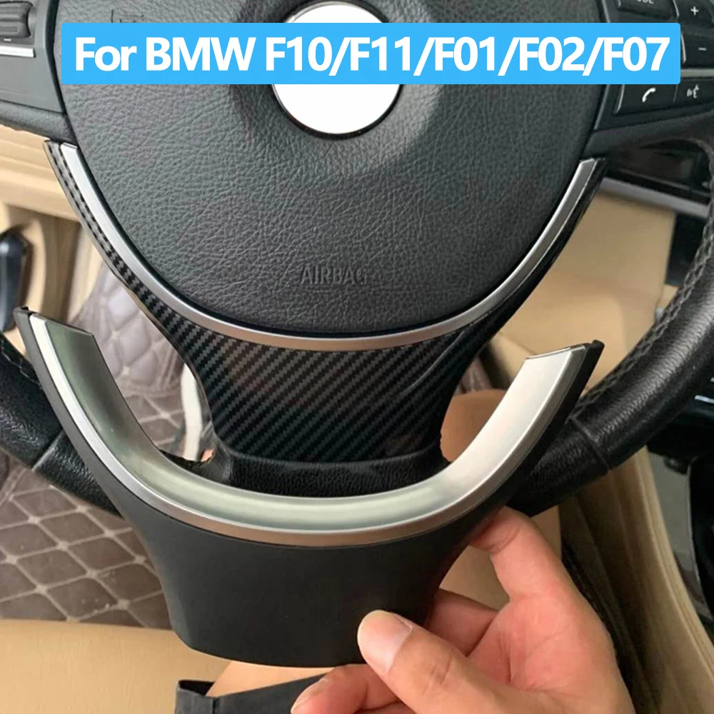 LHD RHD Auto Carbon Fiber Lenkrad Abdeckung Trim Ersatz Für BMW 5 5GT 6 7 Serie F10 F11 F07 f06 F12 F01 F02 2009-2016