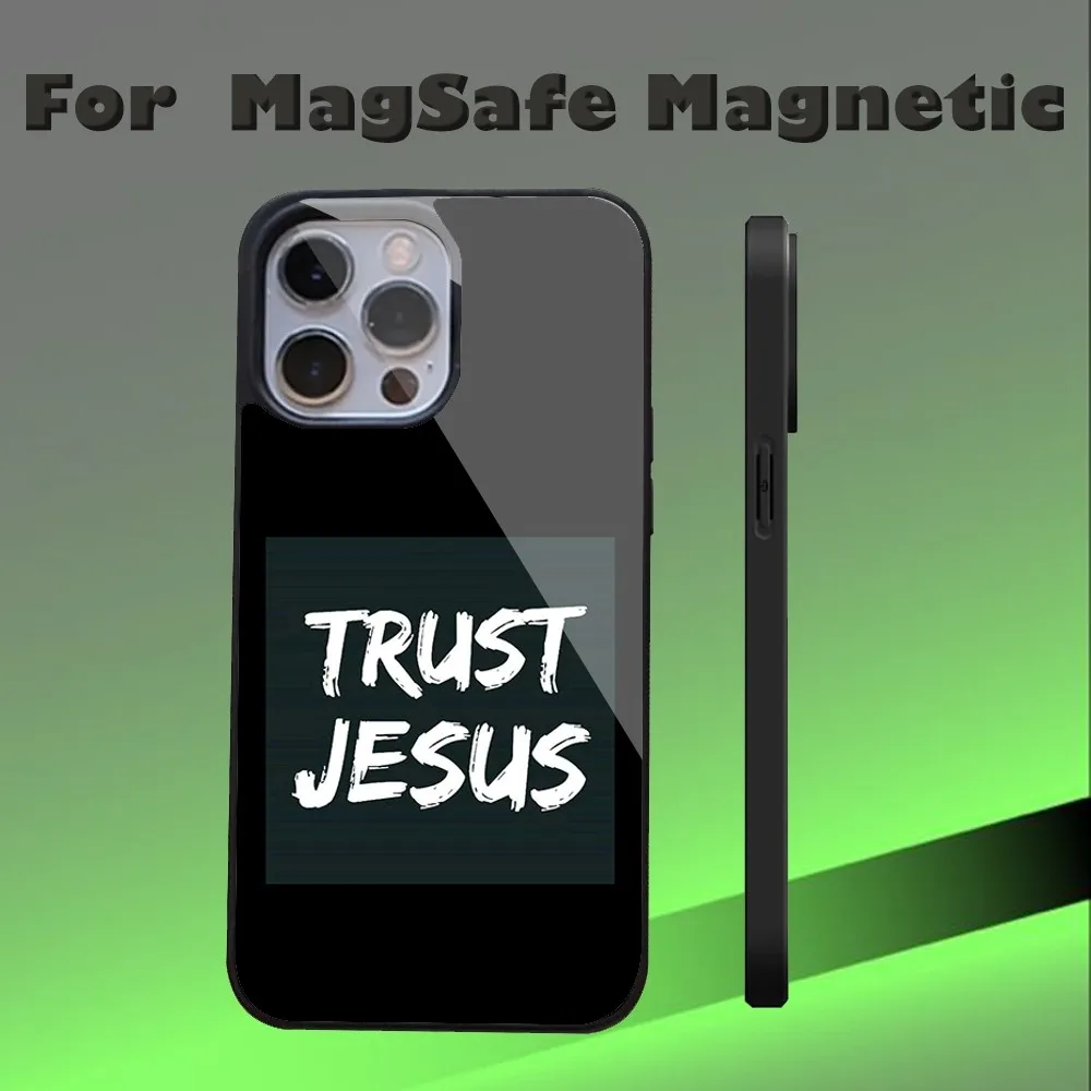 F-Faith Jesus Art Words Phone Case For IPhone 16 15 14 13 Pro Max 11 12 Mini Alex Mirror Magsafe Wireless Charging Cover