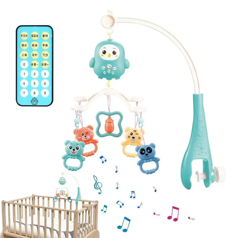 

Crib Music Bell Musical Clip On Mobile Crib Mobile Music Box Crib Bell With Detachable Toy Pendants 360 Rotation Remote Control