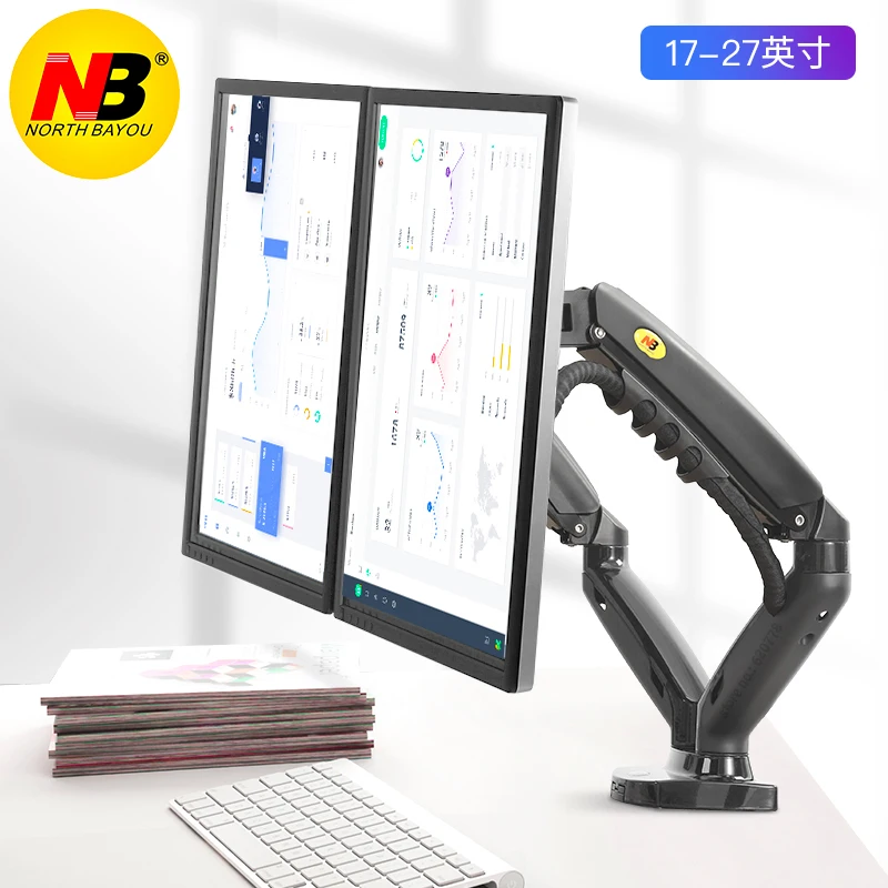 Mola de Gás Duplo do Suporte do Monitor com Carga do Suporte da Montagem do Monitor Nova Graus Desktop 17 -27 Braço do Monitor Usb3.0 2-9kg Cada nb F160 360