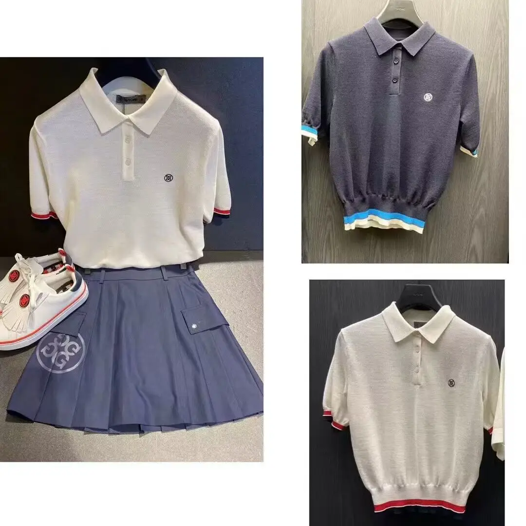 

23 Early autumn new Golf knitwear ladies lapel short-sleeve shirt breathable casual shirt