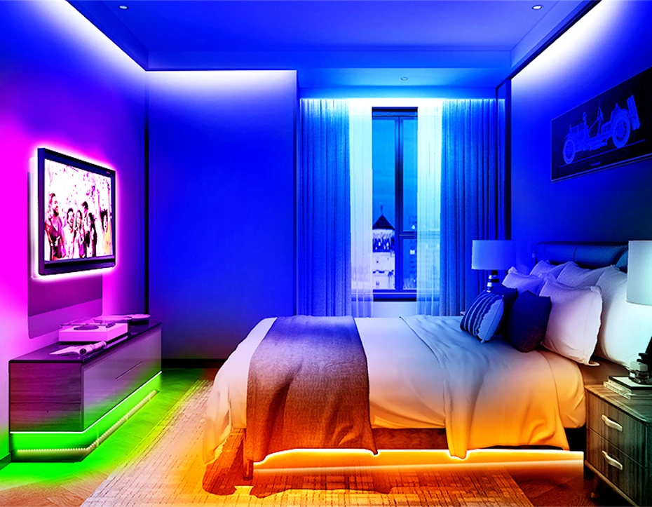 Светодиодная неоновая лента RGB с регулируемой яркостью, 220В, водонепроницаемая, с многоцветными режимами, RGB-лента SMD5050 с пультом ДУ, вилка EU, для дома и сада (art.: 3920dbdcacacc) - 3920dbdcacacc