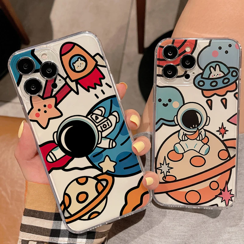 

Креативные чехлы для телефонов с астронавтом для APPLE iPhone 13 12 11 Pro 12 13 Mini SE 2020 X XR XS Max 8 7 6s 6 Plus, мягкий чехол из ТПУ