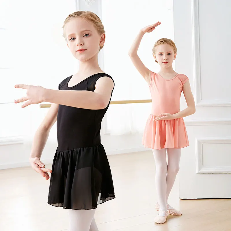 Girls Ballet Dress Chiffon Dress Dance Leotard Dress Sleeveless Cotton Splice Dance Dress For Girls