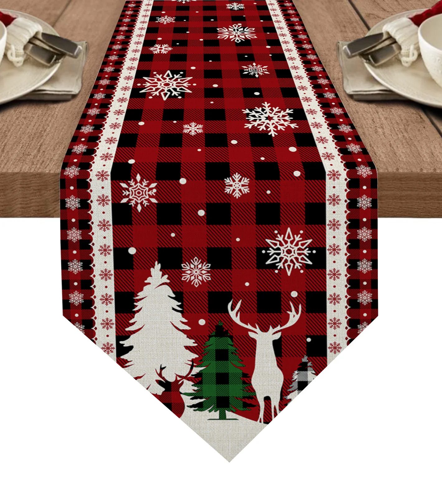 

Скатерть в виде рождественской елки со снежинками