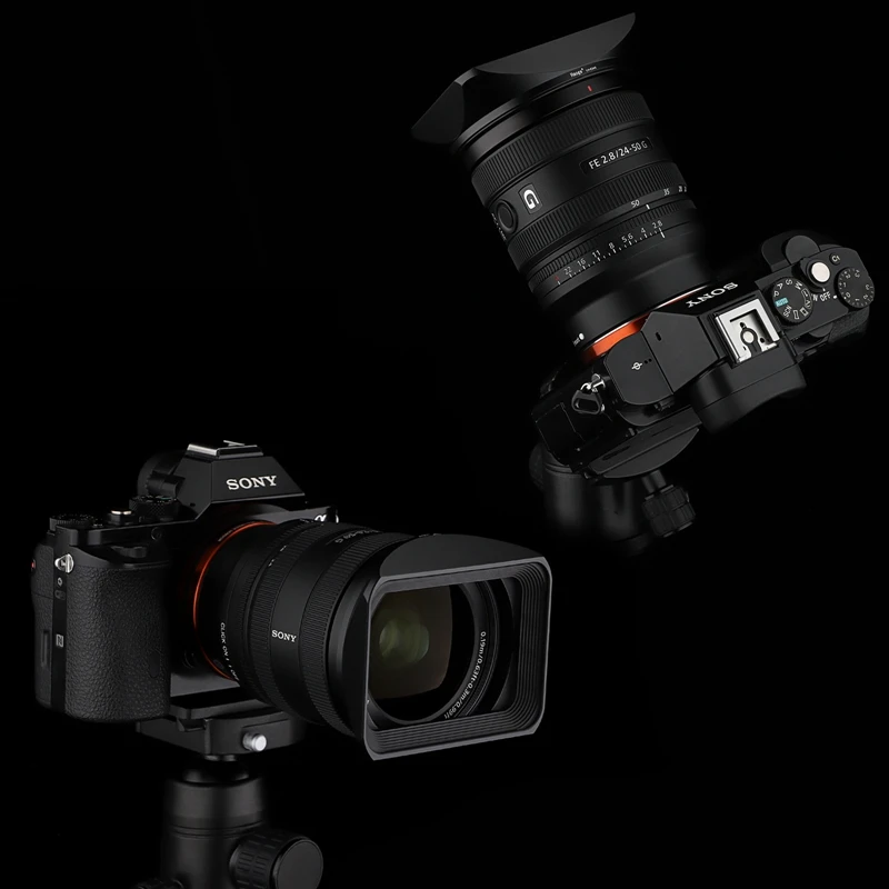 Haoge LH-E245 Байонетная квадратная металлическая бленда с крышкой для объектива Sony FE