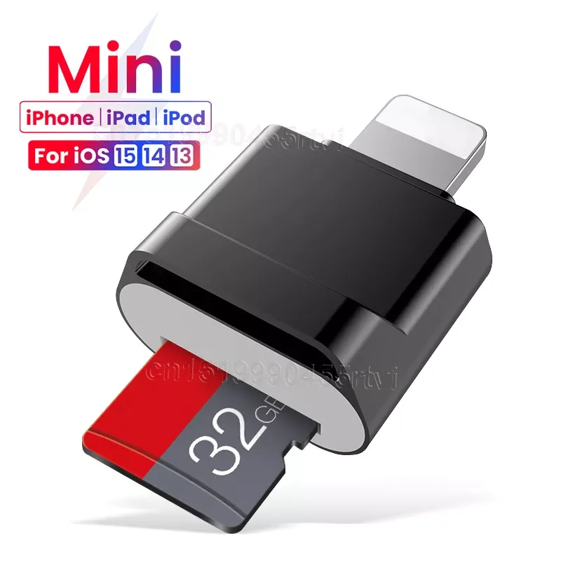 

NEW2022 For iPhone Mini Micro SD TF Card Reader Adapter for iOS 12 Above System External OTG Memory Card Reader For iPhone 13 12
