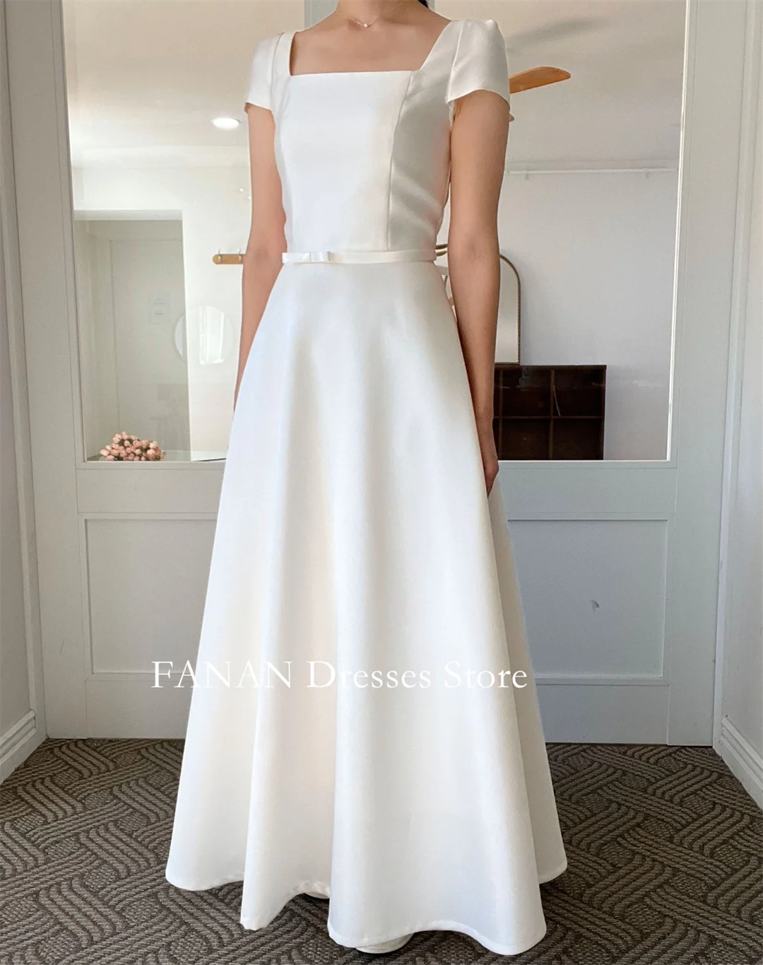 Женское атласное платье FANAN элегантное простое свадебное в Корейском стиле с