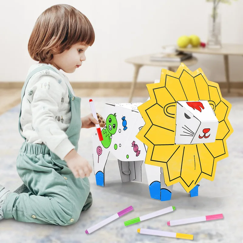 Детский ручной Домашний набор сделай сам разборка Оригами 3d Лев трехмерный слон