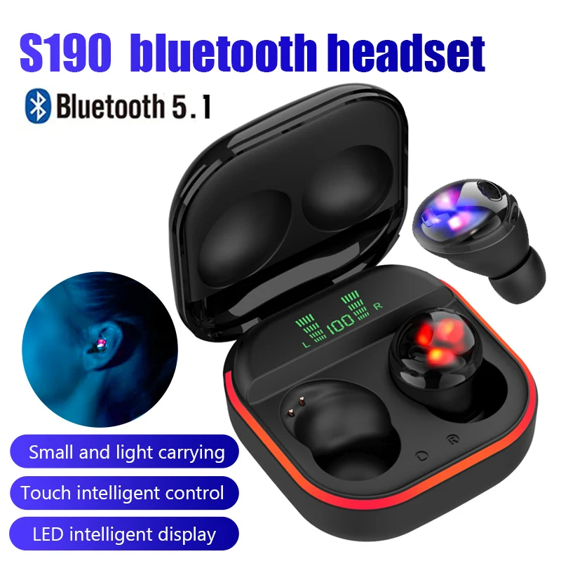 TWS S190 Bluetooth 5.1 беспроводные наушники мини-наушники спортивные стерео бас