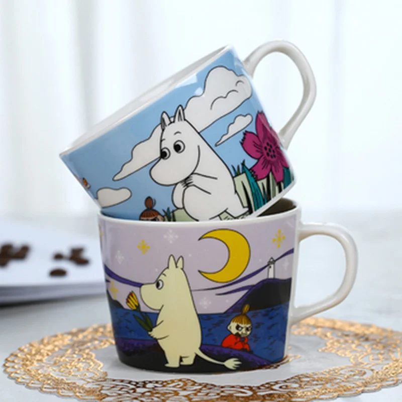 

380mL Creative Cartoon Hippo Mumin Family Ceramic Mug Milk Coffee Afternoon Teacup Breakfast Tumbler Muumi Beautiful Cups