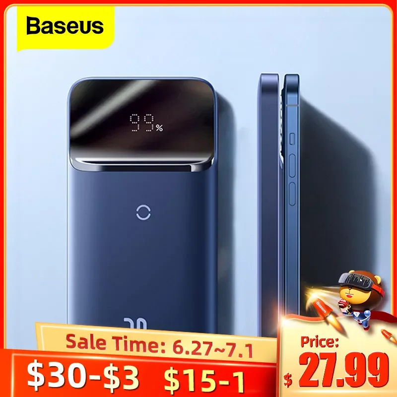 

Baseus Magnetic Wireless Power Bank 10000mAh USBC PD 20W Fast Charger External Battery Powerbank For iPhone 12 13 Pro Max Xiaomi