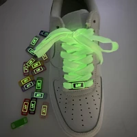 2pcs af1 luminous metal shoelaces lock shoe charms fluorescent glowing shoelace decorations air force sneaker shoes accessories