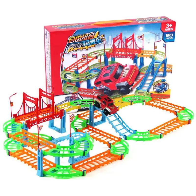 

Creative DIY City Multilayer Railway Magical Racing Track Train Toy Electric Rail Circuit Voiture Car Race Track Toys