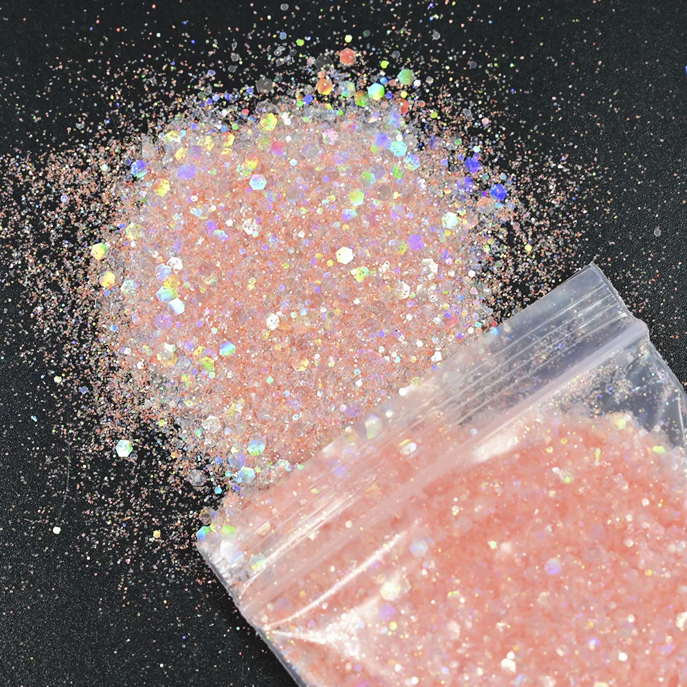 50G Holographic Mixed Hexagon Shaped Chunky Nail Glitter Sequins Laser Sparkly Flakes Slices Manicure Nails Art Decorations 2022