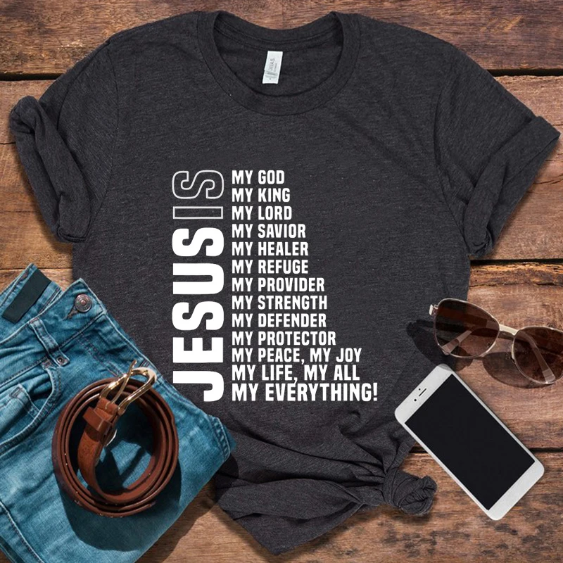 

Christian Shirt Jesus Woman Tshirts Goth Jesus Is My All My Everything My God Lord Savior Jesus Christ Tshirt Gifts Black Top L