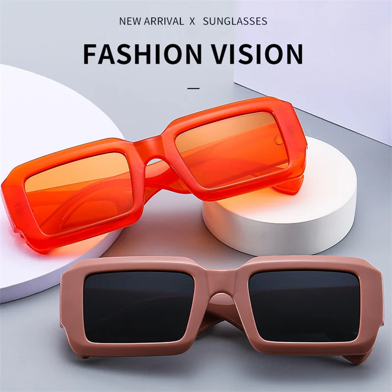 

Fashion Vintage Rectangle Sunglasses Square Candy Color UV400 Shades Eyewear Men Women Trendy Retro Brand Design Sun Glasses