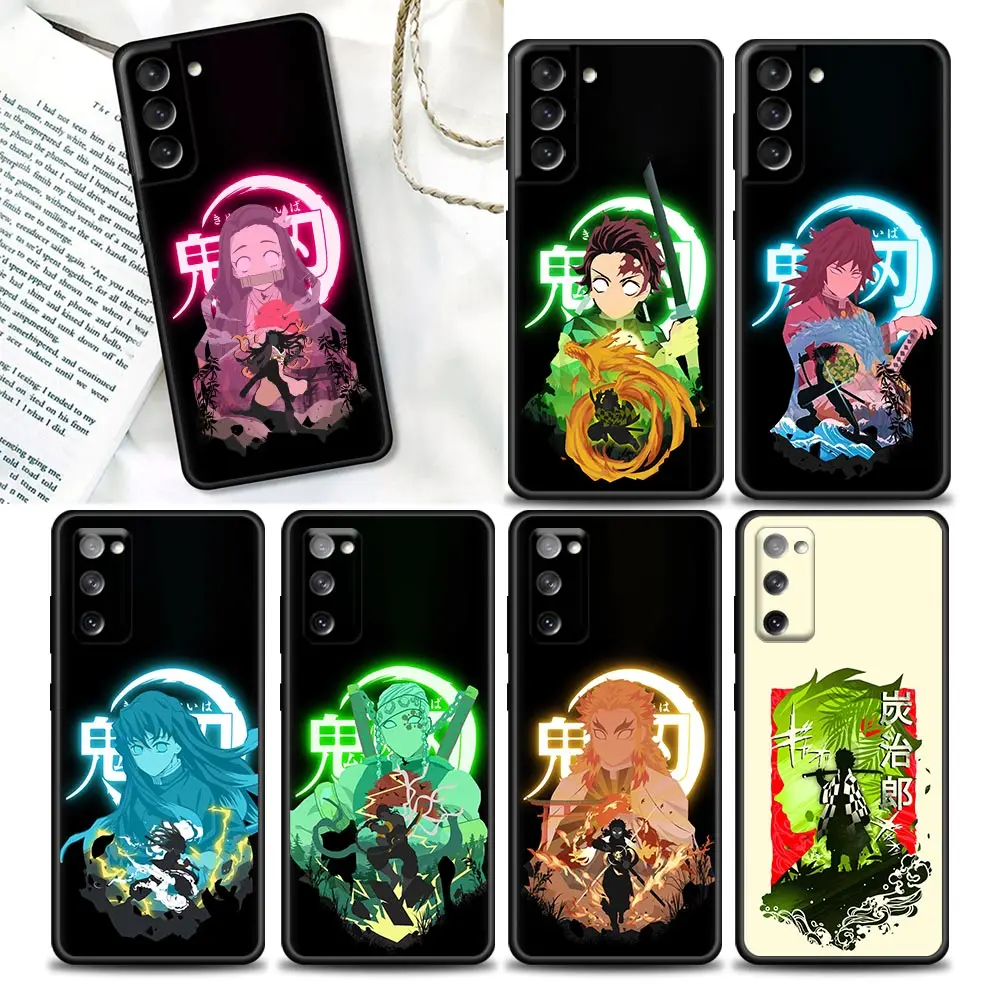 

Japan Anime Demon Slayer Comic Phone Case For Samsung Galaxy S23 S22 S21 S20 Fe 5G S9 S10e Plus Ultra Black Cover Fundas Coque